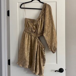 NEW WITH TAGS VICI gold mini dress with side cut out size XL